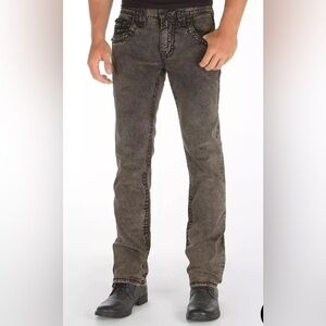 Rock Revival Kayne Slim Straight Black Acid Wash Men’s Jeans Size 32